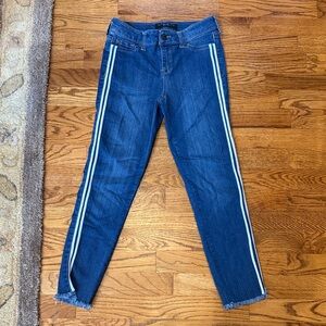 Celebrity Pink Denim Jeans with White Accents